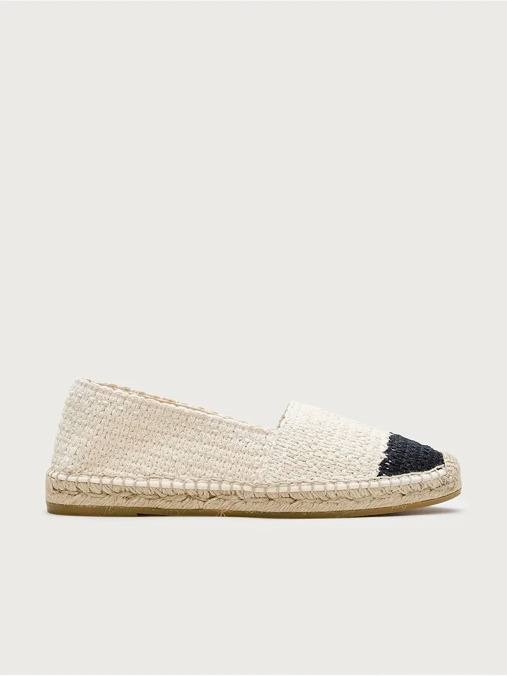 J. Crew Made-in-Spain two-tone crochet espadrilles Black Ivory Multi Sz 8 NEW